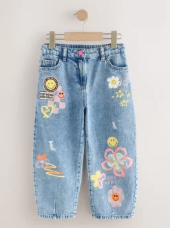 Jeans*Next Blauwe denim - SmileyWorld® Barrel Jeans (3-16jr)
