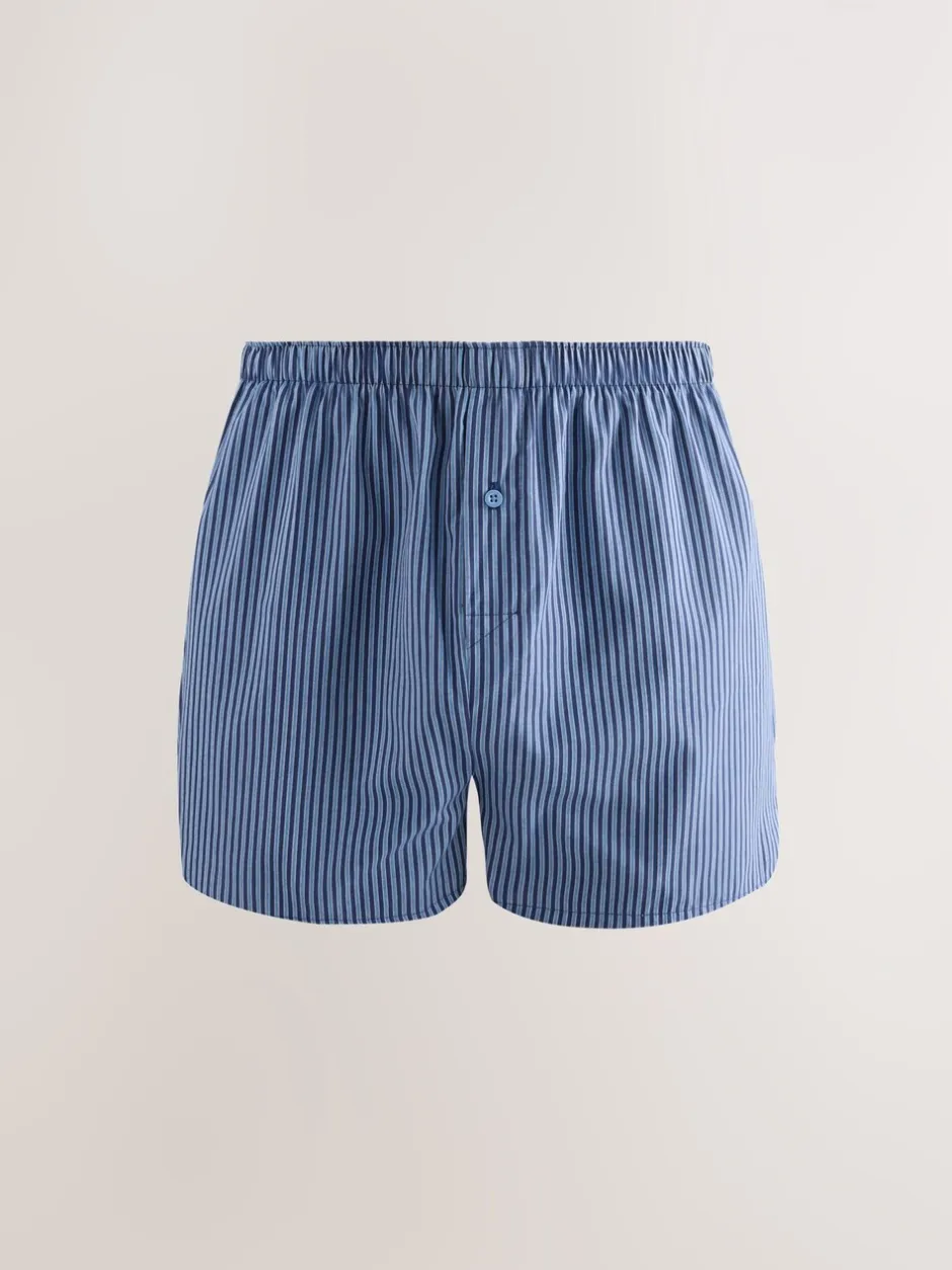 Ondergoed|Ondergoed*Next Blauwe gemixte print - Verpakking van 4 - Geweven boxershorts van puur katoen