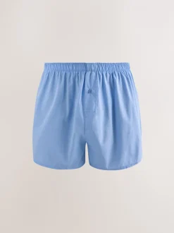 Ondergoed|Ondergoed*Next Blauwe gemixte print - Verpakking van 4 - Geweven boxershorts van puur katoen