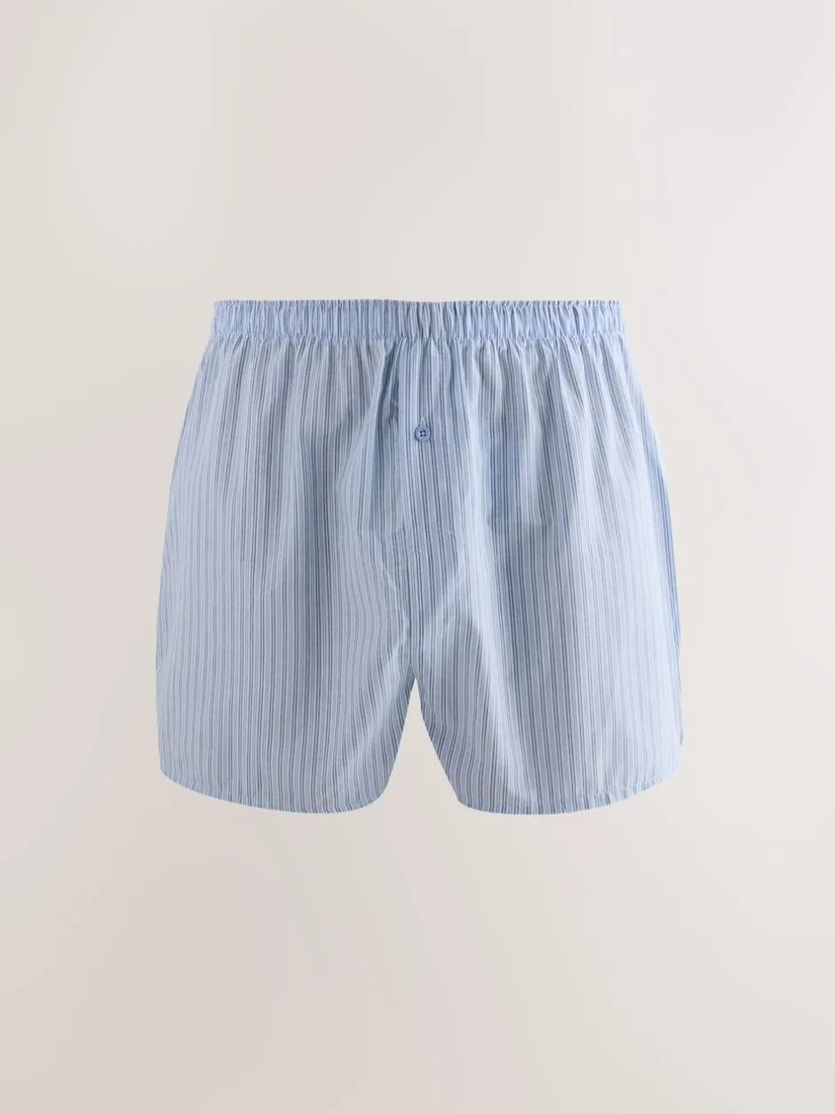 Ondergoed|Ondergoed*Next Blauwe gemixte print - Verpakking van 4 - Geweven boxershorts van puur katoen