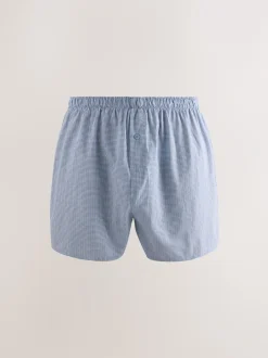 Ondergoed|Ondergoed*Next Blauwe gemixte print - Verpakking van 4 - Geweven boxershorts van puur katoen