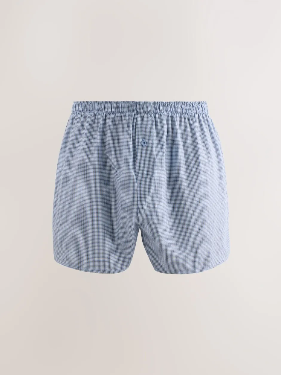 Ondergoed|Ondergoed*Next Blauwe gemixte print - Verpakking van 4 - Geweven boxershorts van puur katoen