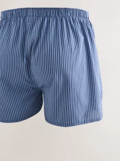 Ondergoed|Ondergoed*Next Blauwe gemixte print - Verpakking van 4 - Geweven boxershorts van puur katoen