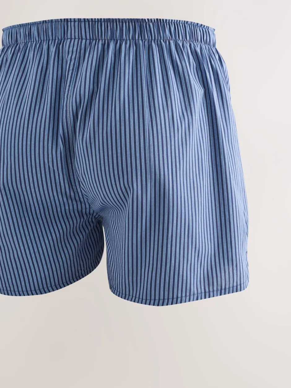 Ondergoed|Ondergoed*Next Blauwe gemixte print - Verpakking van 4 - Geweven boxershorts van puur katoen