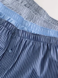 Ondergoed|Ondergoed*Next Blauwe gemixte print - Verpakking van 4 - Geweven boxershorts van puur katoen