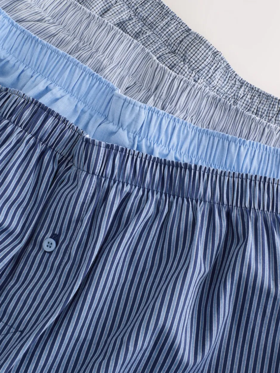 Ondergoed|Ondergoed*Next Blauwe gemixte print - Verpakking van 4 - Geweven boxershorts van puur katoen