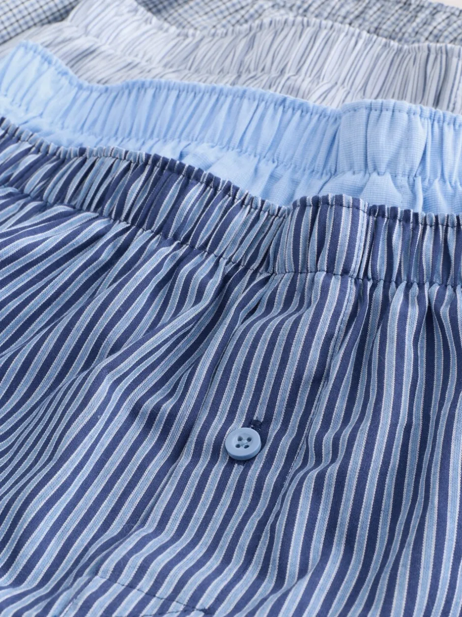 Ondergoed|Ondergoed*Next Blauwe gemixte print - Verpakking van 4 - Geweven boxershorts van puur katoen