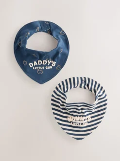 Slabbetjes|Next - Verpakking met 2 babyslabbetjes Blauwe mama en papa
