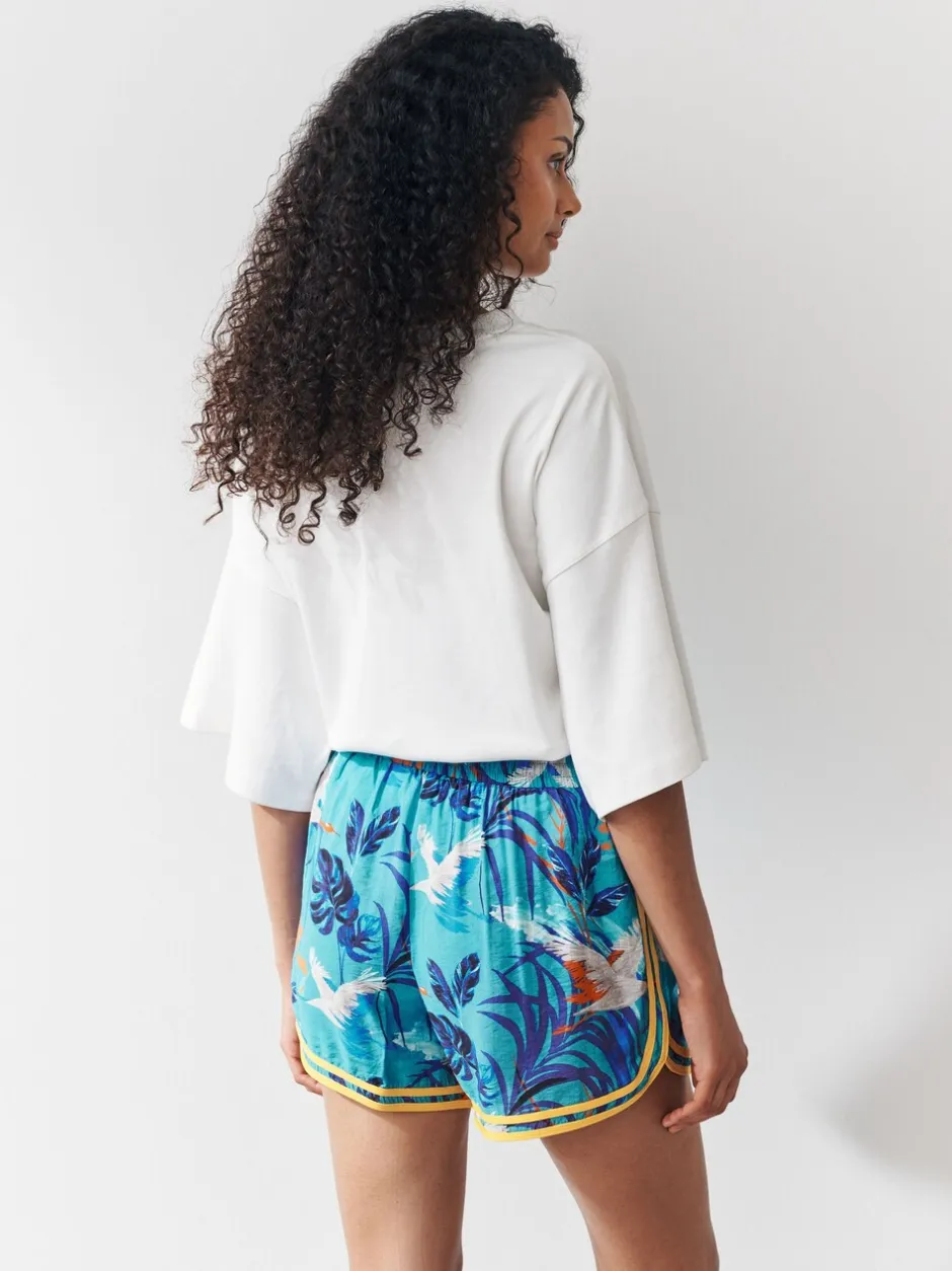 Shorts|Next Blauwe print - Sportshort met contrasterende Streep