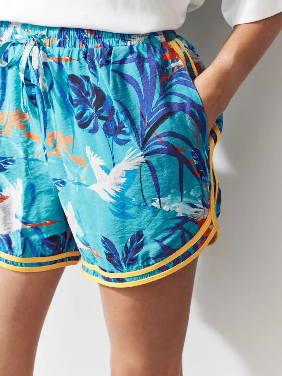 Shorts|Next Blauwe print - Sportshort met contrasterende Streep