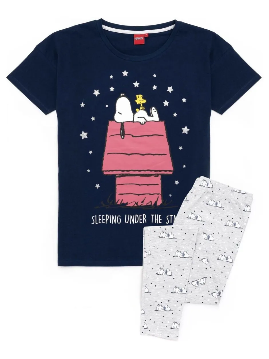 Pyjama's|Loungewear*Vanilla Underground Blauwe Snoopy - Snoopy Korte Broek Pyjama's Set