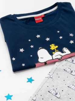 Pyjama's|Loungewear*Vanilla Underground Blauwe Snoopy - Snoopy Korte Broek Pyjama's Set
