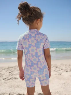 Badkleding|Badkleding*Next Blauwe Stampy Bloemen - Zonbeschermend badpak (3 mnd-10 jr)