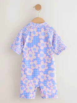Badkleding|Badkleding*Next Blauwe Stampy Bloemen - Zonbeschermend badpak (3 mnd-10 jr)