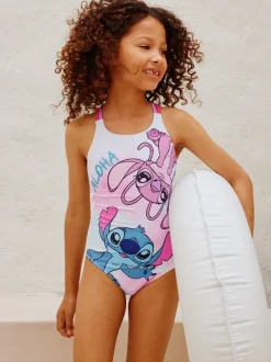Badkleding|Badkleding|Next Blauwe Stitch-licentie - Badpak met dubbele bandjes (3-16jr)