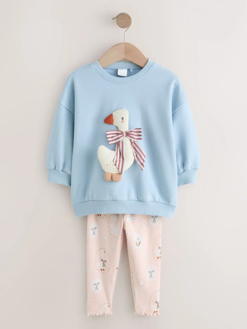 Truien En Breisels|Sets En Combisets|Next - Set met sweatshirt en legging (3 mnd-7 jr) Blauwe strik met eend