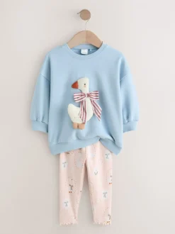 Truien En Breisels|Sets En Combisets|Next - Set met sweatshirt en legging (3 mnd-7 jr) Blauwe strik met eend