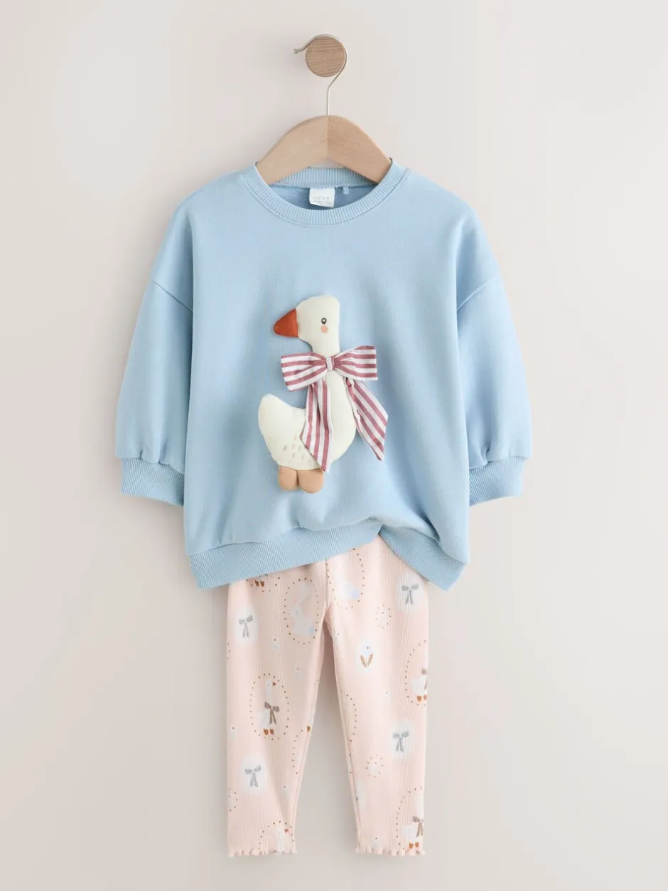 Truien En Breisels|Sets En Combisets|Next - Set met sweatshirt en legging (3 mnd-7 jr) Blauwe strik met eend