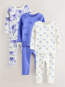 Nachtkleding En Pyjama's|Pyjama's*Next Blauwe strikken - Verpakking van 3 knusse pyjama's (9 mnd-12 jr)