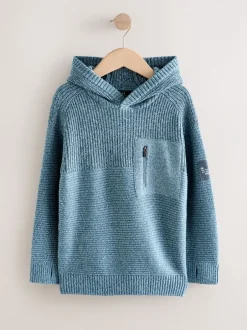 Truien En Breisels|Sweaters En Hoody´S*Next Blauwe twist - Utility gebreide hoodie (3-16jr)