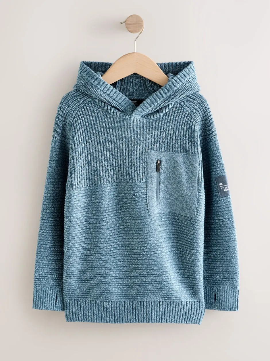 Truien En Breisels|Sweaters En Hoody´S*Next Blauwe twist - Utility gebreide hoodie (3-16jr)
