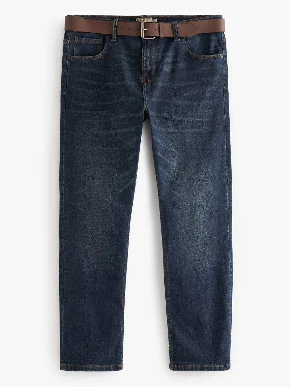 Jeans|Next - Straight fit - Authentic jeans met riem Blauwe wassing
