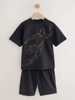 Pyjama's|Nachtkleding En Pyjama's|Next Blauwe/Zwarte/Groene voetbal - Set van 3 pyjama's met short (3-16 jr)