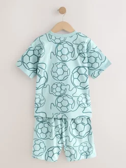 Pyjama's|Nachtkleding En Pyjama's|Next Blauwe/Zwarte/Groene voetbal - Set van 3 pyjama's met short (3-16 jr)