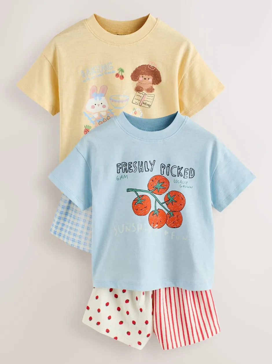 Shorts En Rokken*Next Blauw/geel - Top & Shorts Set 2 Pack (3mths-7yrs)
