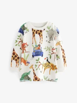 Tops|T-Shirts*Next - T-shirts met lange mouwen en dierenfiguurprint verpakking van 3 (3 mnd - 7 jr) Blauw/geel safari