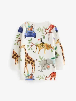 Tops|T-Shirts*Next - T-shirts met lange mouwen en dierenfiguurprint verpakking van 3 (3 mnd - 7 jr) Blauw/geel safari