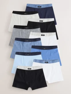 Ondergoed|Next - Set van 10 boxershorts met zachte tailleband (2-16 jr) Blauw/grijs
