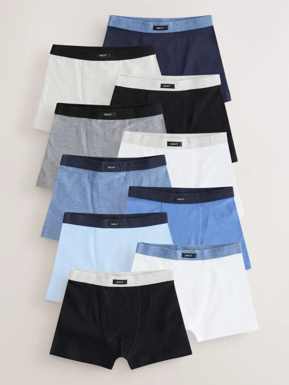 Ondergoed|Next - Set van 10 boxershorts met zachte tailleband (2-16 jr) Blauw/grijs