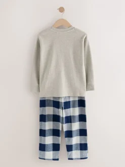 Pyjama's|Nachtkleding En Pyjama's*Next Blauw/grijs - Set van 2 geweven geruite pyjama's met lange mouwen (3-16jr)