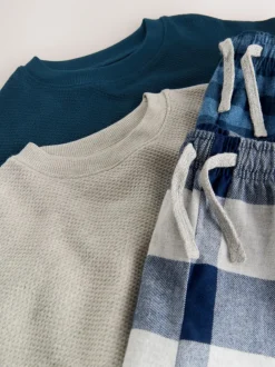 Pyjama's|Nachtkleding En Pyjama's*Next Blauw/grijs - Set van 2 geweven geruite pyjama's met lange mouwen (3-16jr)