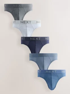 Ondergoed|Ondergoed*Next - Verpakking van 5 - Katoenrijke slips Blauw/grijs