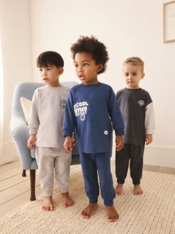 Multipacks|Pyjama's|Next Blauw/grijs met slogan - Verpakking van 3 relaxed fit pyjama's (9mnd-10jr)
