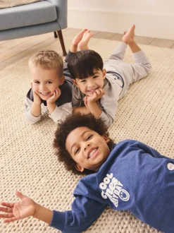 Multipacks|Pyjama's|Next Blauw/grijs met slogan - Verpakking van 3 relaxed fit pyjama's (9mnd-10jr)