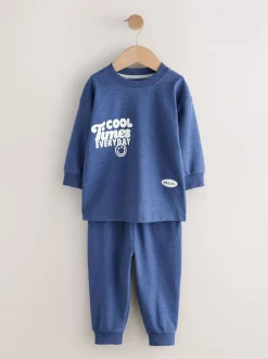 Multipacks|Pyjama's|Next Blauw/grijs met slogan - Verpakking van 3 relaxed fit pyjama's (9mnd-10jr)