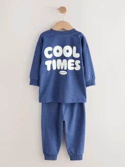 Multipacks|Pyjama's|Next Blauw/grijs met slogan - Verpakking van 3 relaxed fit pyjama's (9mnd-10jr)
