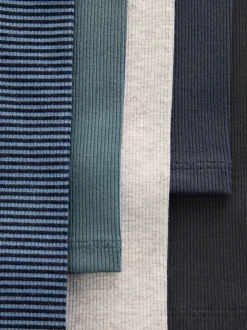 Multipacks*Next - Verpakking van 5 geribbelde Leggings (3mnd -7jr) Blauw/grijs/gestreept