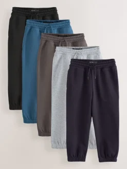 Joggingbroeken|Next - Basic joggingbroeken, set van 5 (3-16jaar) Blauw/grijs/zwart