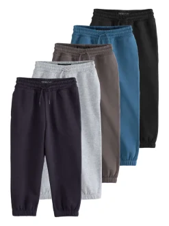 Joggingbroeken|Next - Basic joggingbroeken, set van 5 (3-16jaar) Blauw/grijs/zwart