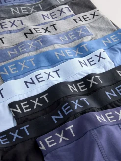 Ondergoed|Ondergoed*Next Blauw/grijs/zwart - Katoenrijke trunk boxershorts verpakking van 10