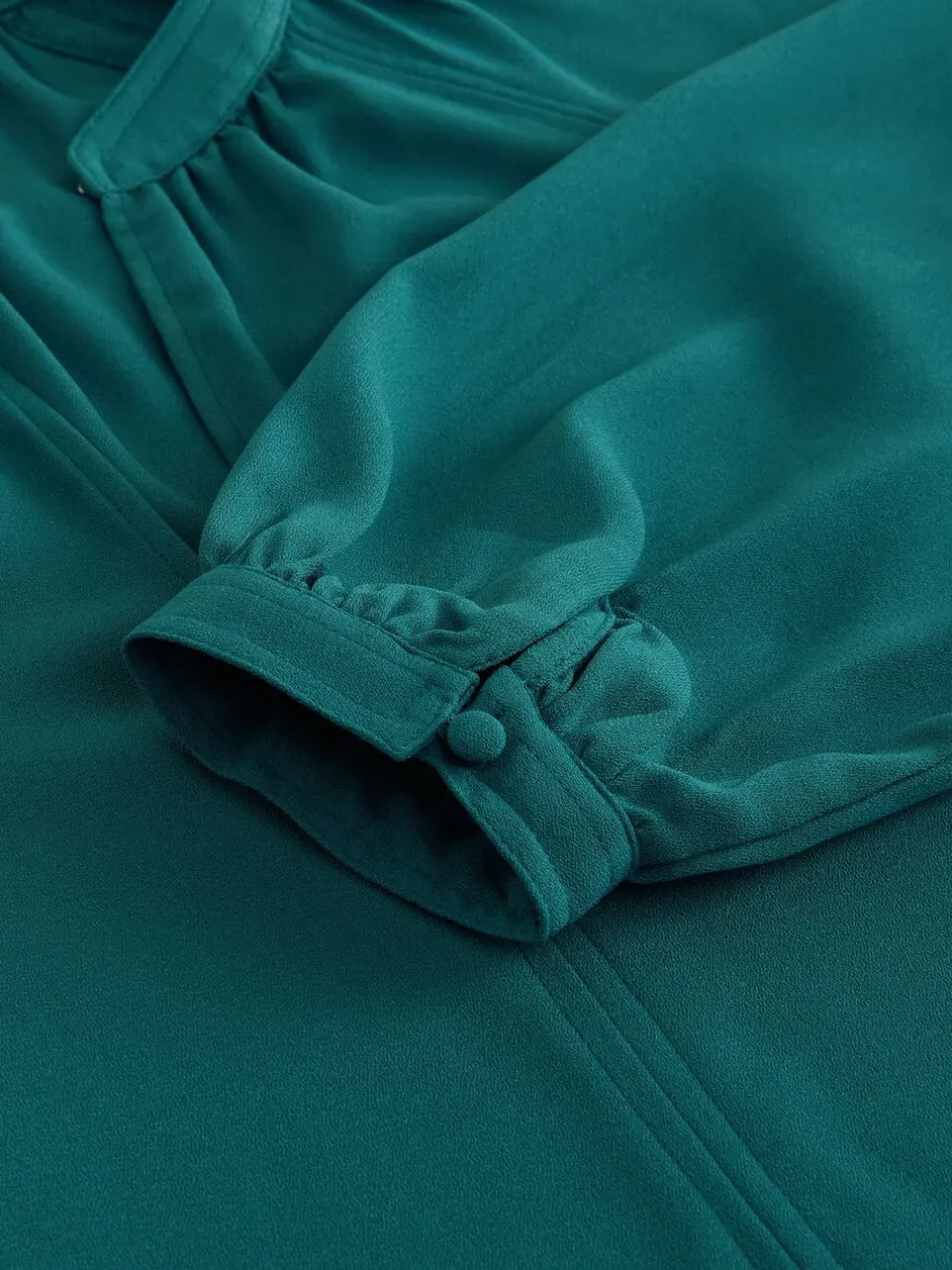 Blouses En Overhemden*Next Blauwgroen - Blouse met V-hals en lange mouwen