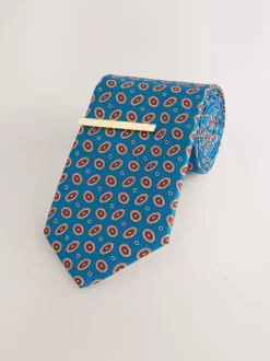 Stropdassen En Pochets|Next - Das met patroon Blauwgroen