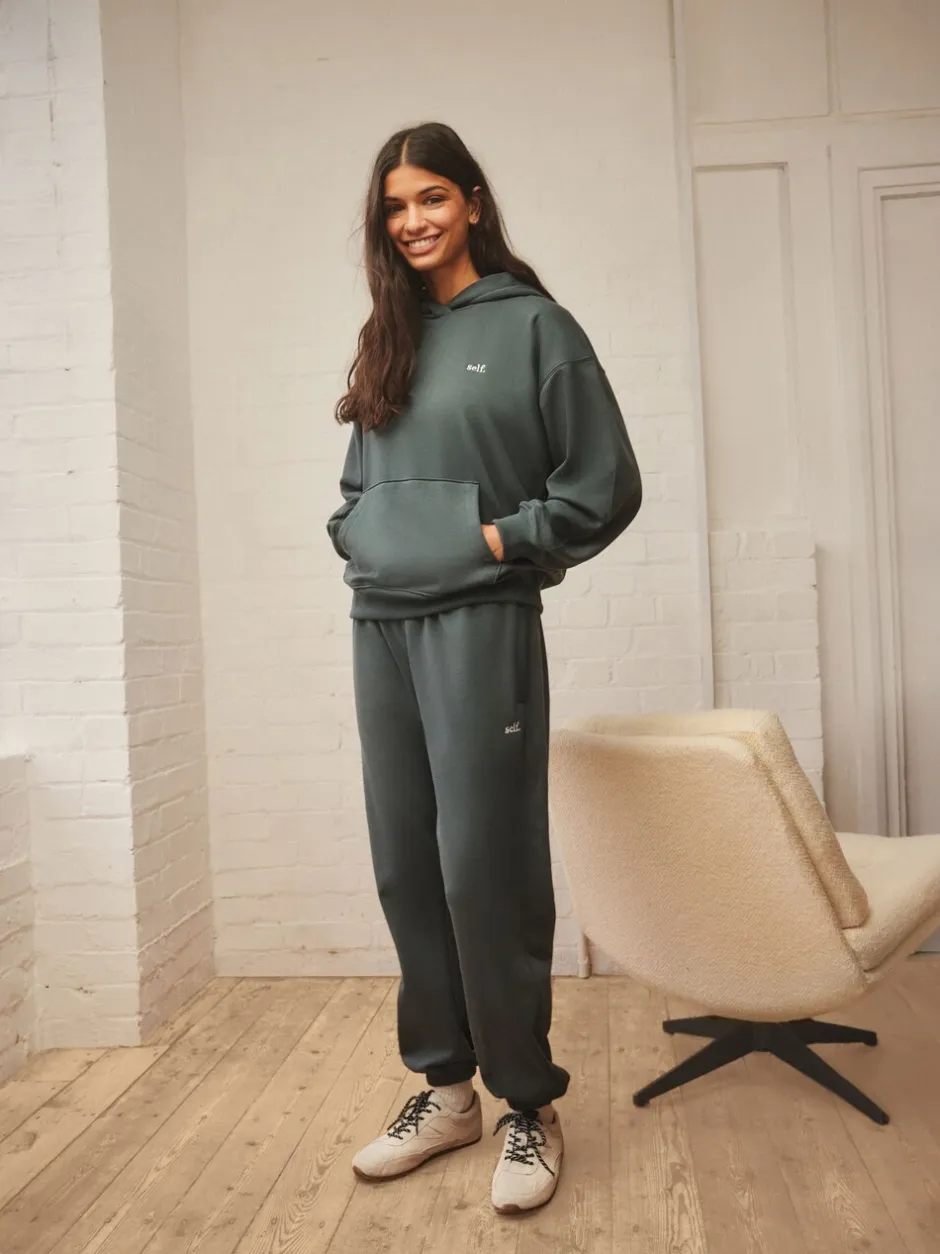 Leggings En Joggingbroeken*self. Blauwgroen - Joggingbroek met banden