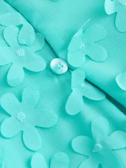 Gelegenheidskleding|Jurken|Next - Korte mouwen 3D bloemenjurk (3mnd -8jr) Blauwgroen