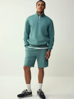 Sweaters En Hoody´S|Sweaters En Hoody´S*Next Blauwgroen - Kwartrits - Sweatshirt van jersey met hoog katoengehalte