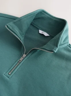 Sweaters En Hoody´S|Sweaters En Hoody´S*Next Blauwgroen - Kwartrits - Sweatshirt van jersey met hoog katoengehalte